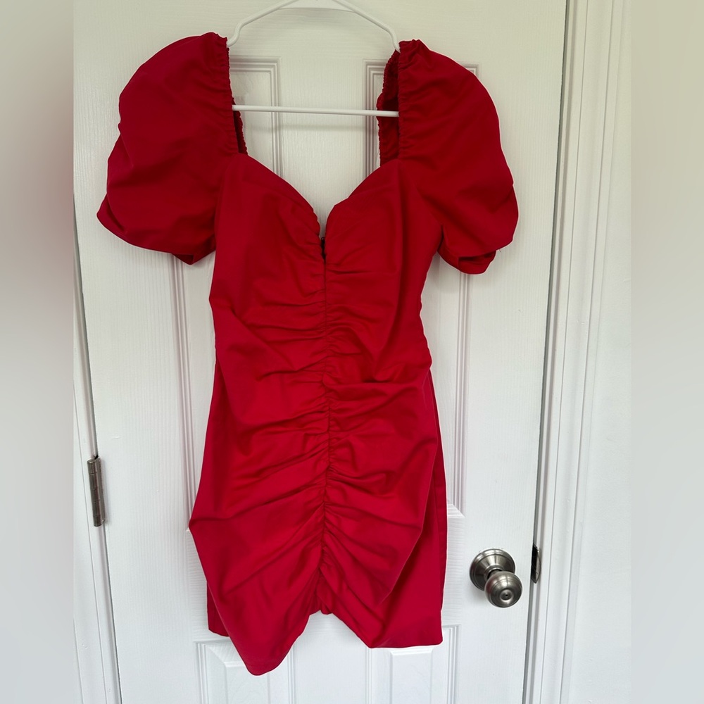 Red Ruched Amanda Uprichard Mini Dress